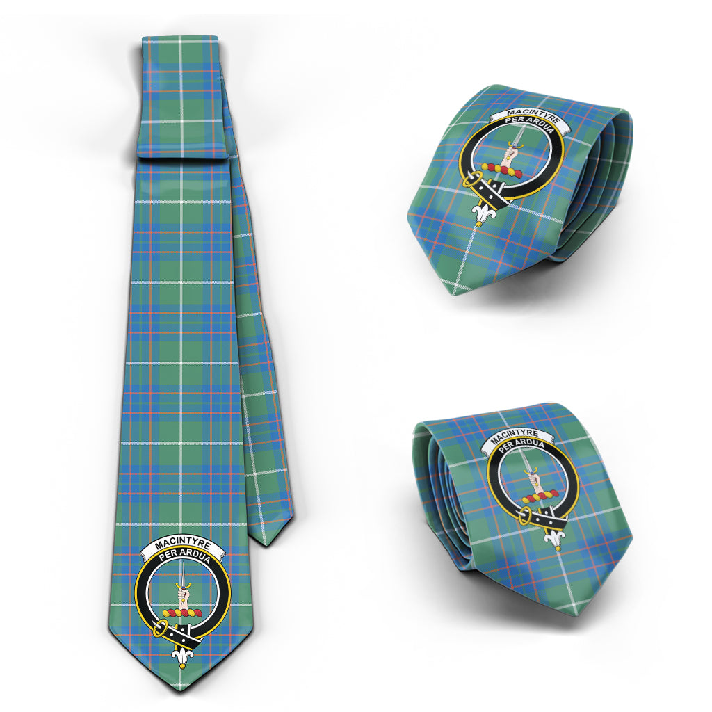 MacIntyre Hunting Ancient Tartan Classic Necktie with Family Crest Necktie One Size - Tartan Vibes Clothing