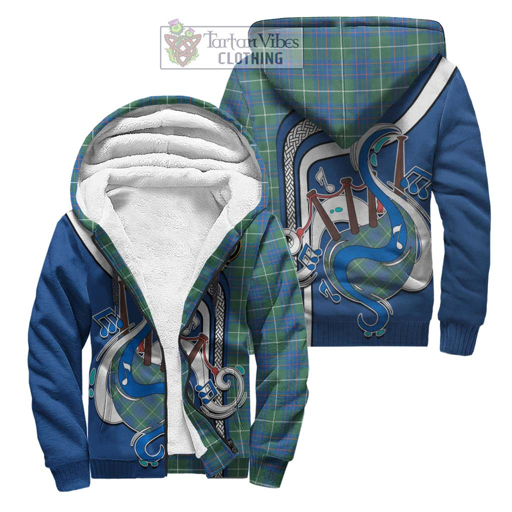 MacIntyre Hunting Ancient Tartan Sherpa Hoodie with Epic Bagpipe Style Unisex S - Tartanvibesclothing Shop