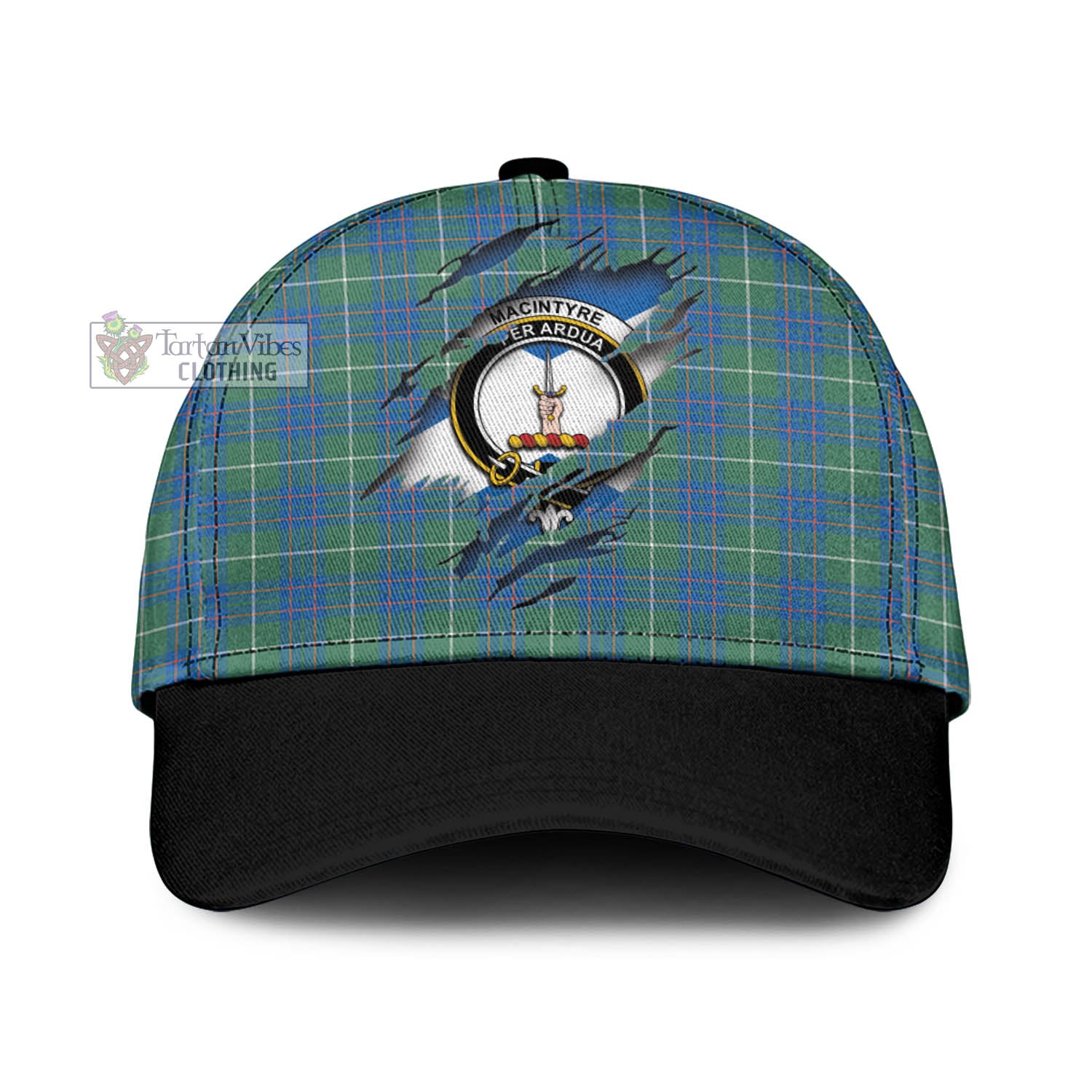 Tartan Vibes Clothing MacIntyre Hunting Ancient Tartan Classic Cap with Family Crest In Me Style