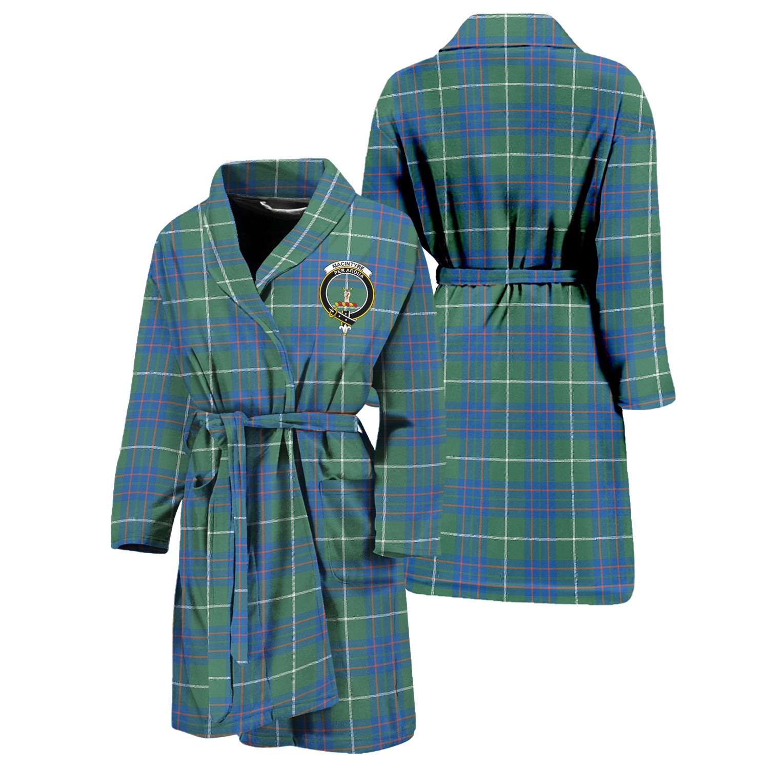 MacIntyre Hunting Ancient Tartan Bathrobe with Family Crest Unisex S - Tartan Vibes Clothing