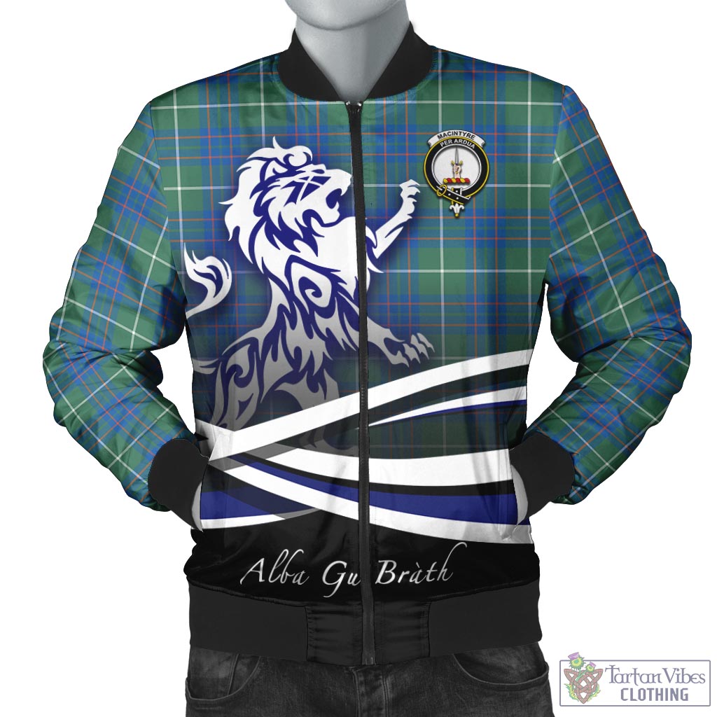 Tartan Vibes Clothing MacIntyre Hunting Ancient Tartan Bomber Jacket with Alba Gu Brath Regal Lion Emblem