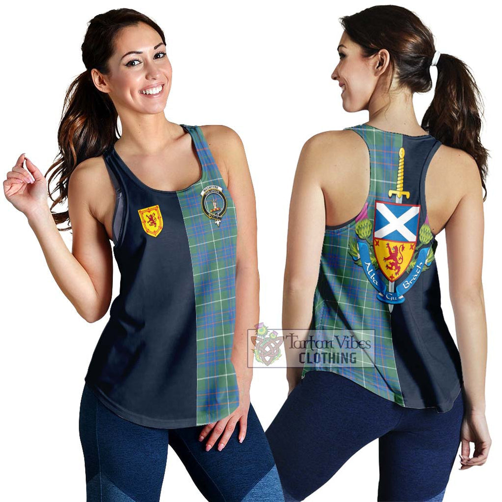 Tartan Vibes Clothing MacIntyre Hunting Ancient Tartan Women's Racerback Tanks with Scottish Lion Royal Arm Half Style