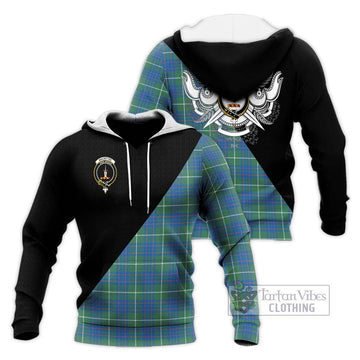 MacIntyre Hunting Ancient Tartan Knitted Hoodie with Family Crest and Military Logo Style