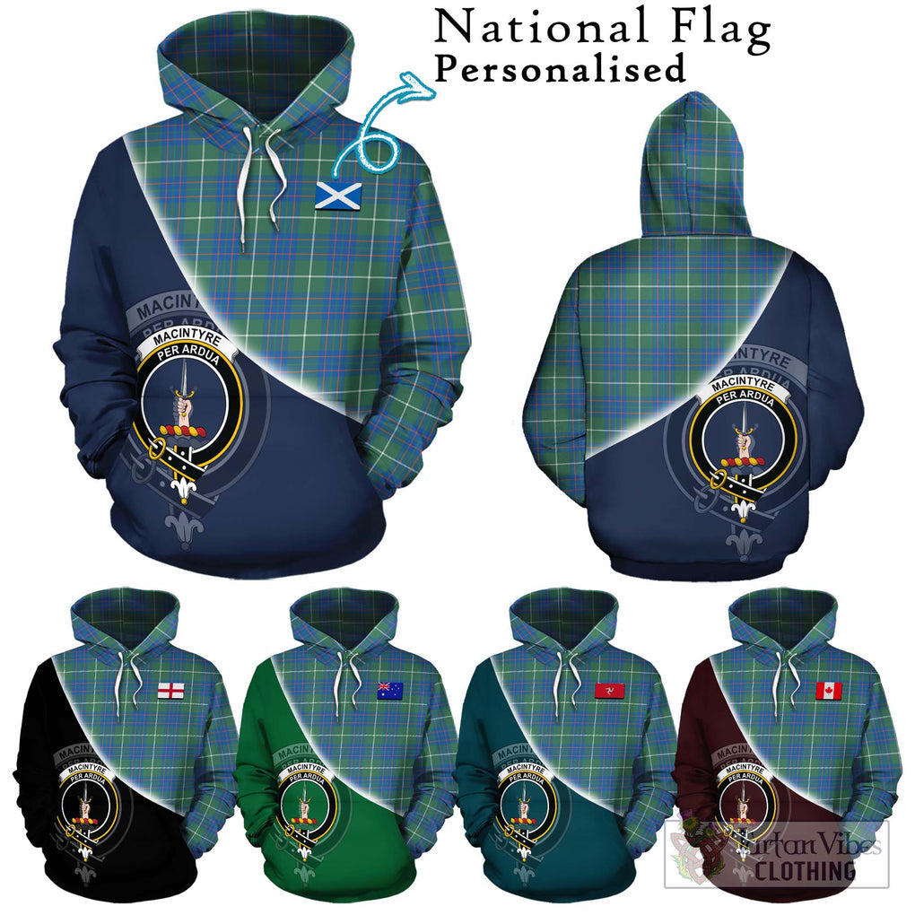 MacIntyre Hunting Ancient Tartan Hoodie with Personalised National Flag and Family Crest Half Style Zip Hoodie - Tartanvibesclothing Shop