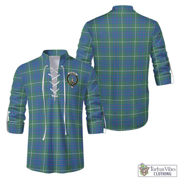 MacIntyre Hunting Ancient Tartan Men's Scottish Traditional Jacobite Ghillie Kilt Shirt with Family Crest