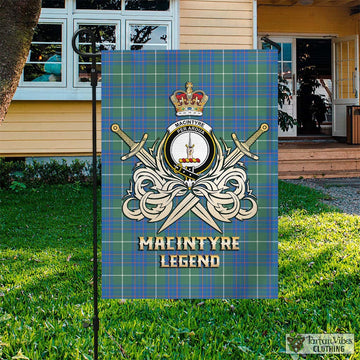 MacIntyre Hunting Ancient Tartan Flag with Clan Crest and the Golden Sword of Courageous Legacy