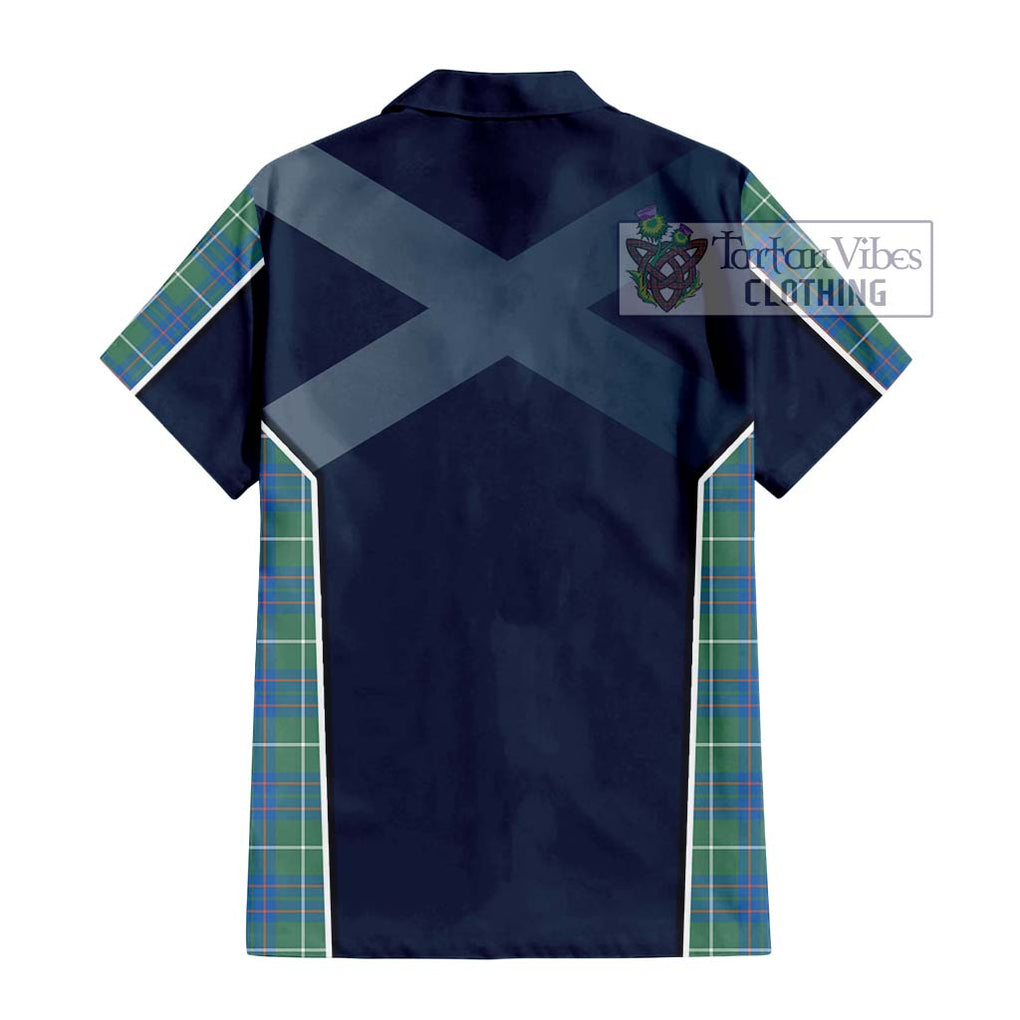 MacIntyre Hunting Ancient Tartan Short Sleeve Button Shirt with Family Crest and Lion Rampant Vibes Sport Style - Tartan Vibes Clothing