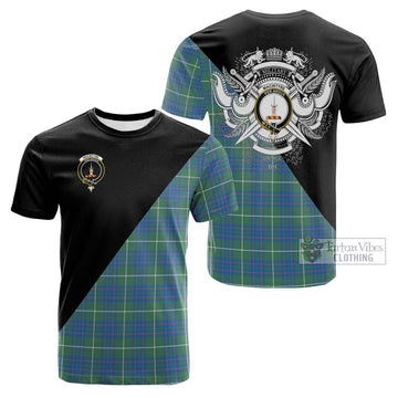 MacIntyre Hunting Ancient Tartan Cotton T-shirt with Family Crest and Military Logo Style