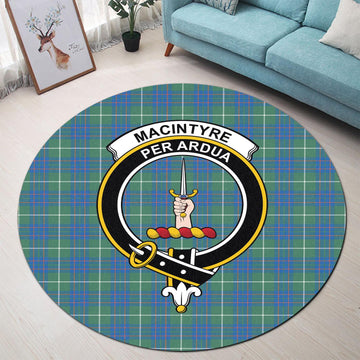 MacIntyre Hunting Ancient Tartan Round Rug with Family Crest