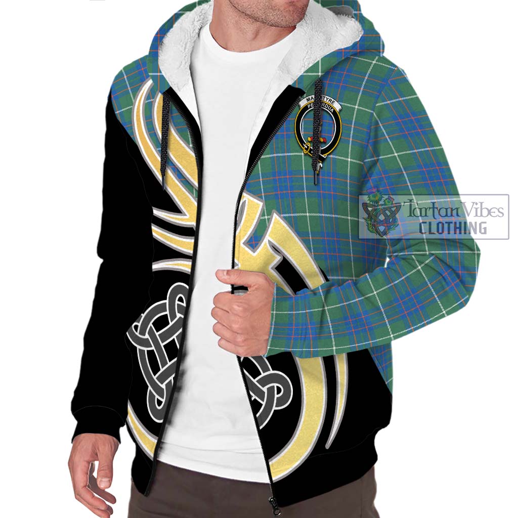 MacIntyre Hunting Ancient Tartan Sherpa Hoodie with Family Crest and Celtic Symbol Style - Tartan Vibes Clothing