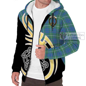 MacIntyre Hunting Ancient Tartan Sherpa Hoodie with Family Crest and Celtic Symbol Style