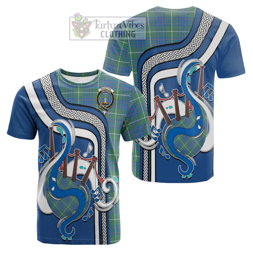 Tartan Vibes Clothing MacIntyre Hunting Ancient Tartan Cotton T-shirt with Epic Bagpipe Style