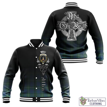 MacIntyre Hunting Ancient Tartan Baseball Jacket Featuring Alba Gu Brath Family Crest Celtic Inspired