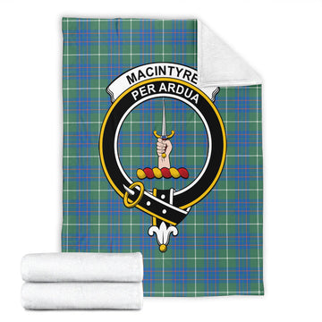 MacIntyre Hunting Ancient Tartan Blanket with Family Crest