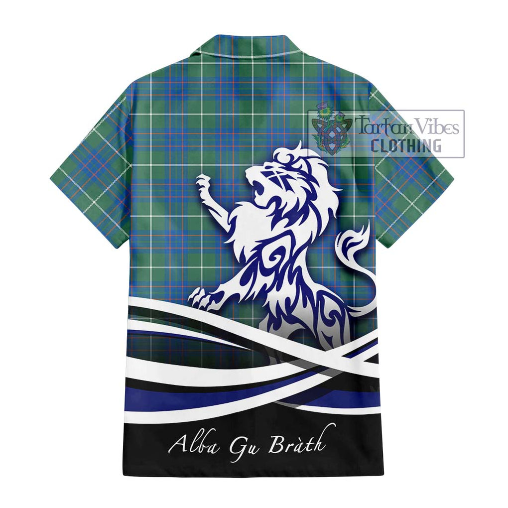 MacIntyre Hunting Ancient Tartan Short Sleeve Button Shirt with Alba Gu Brath Regal Lion Emblem - Tartanvibesclothing Shop