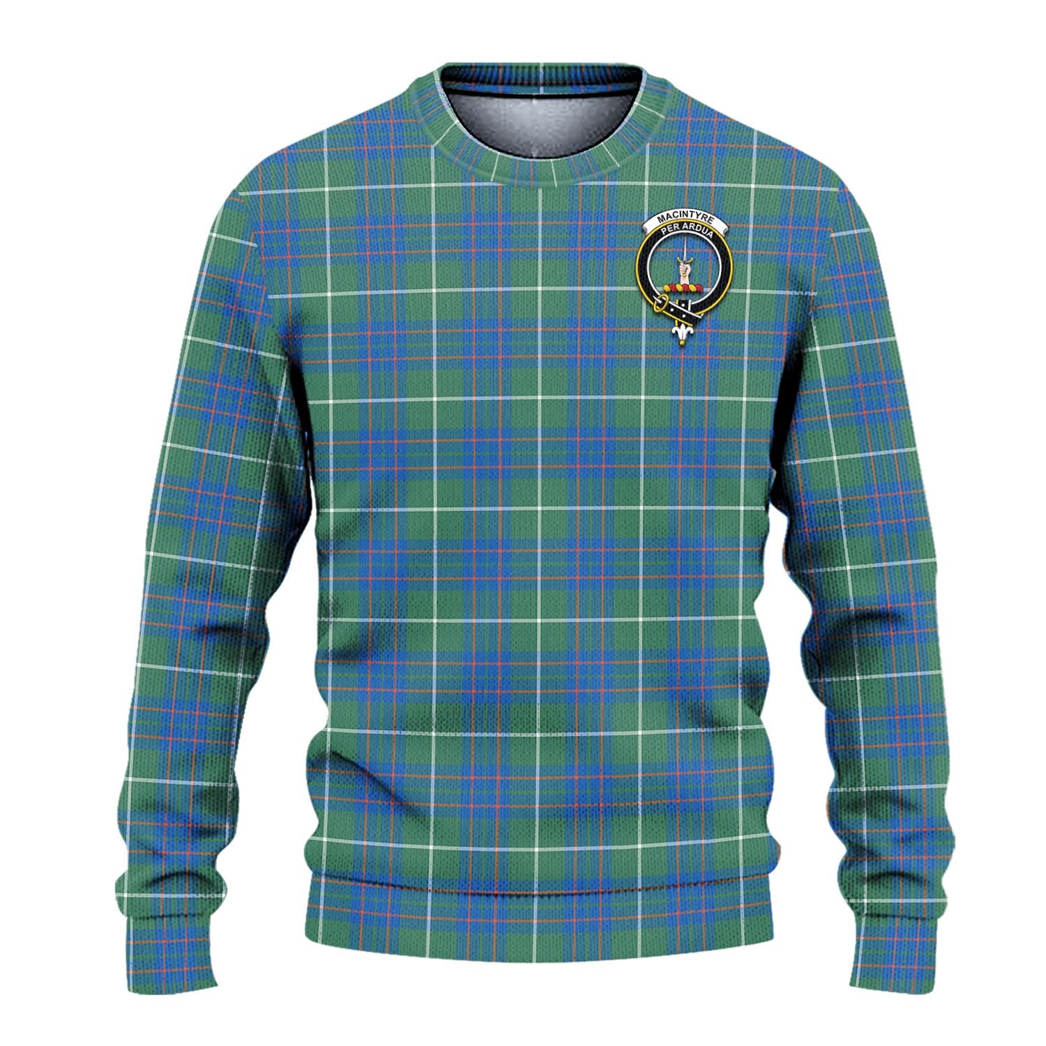 MacIntyre Hunting Ancient Tartan Knitted Sweater with Family Crest - Tartanvibesclothing