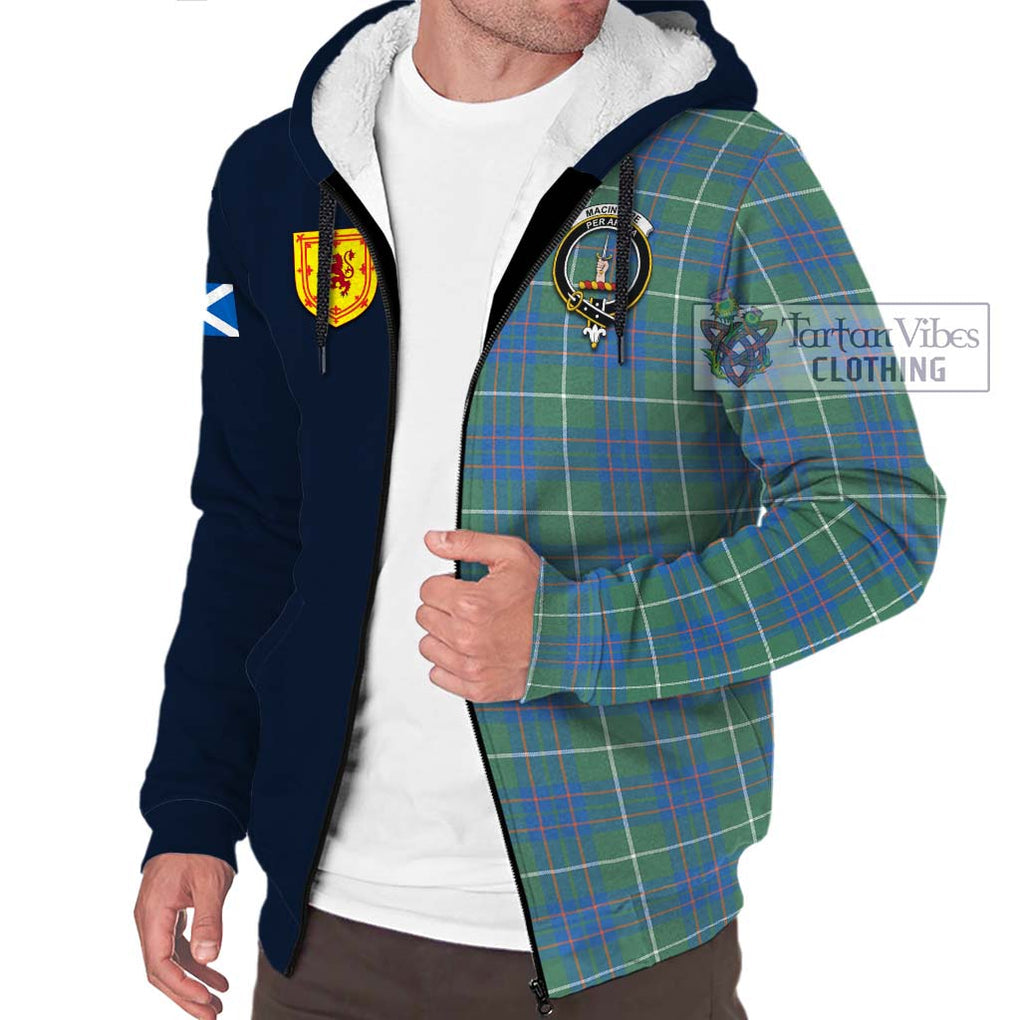 Tartan Vibes Clothing MacIntyre Hunting Ancient Tartan Sherpa Hoodie with Scottish Lion Royal Arm Half Style