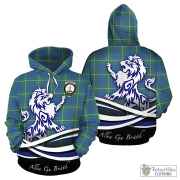 MacIntyre Hunting Ancient Tartan Hoodie with Alba Gu Brath Regal Lion Emblem