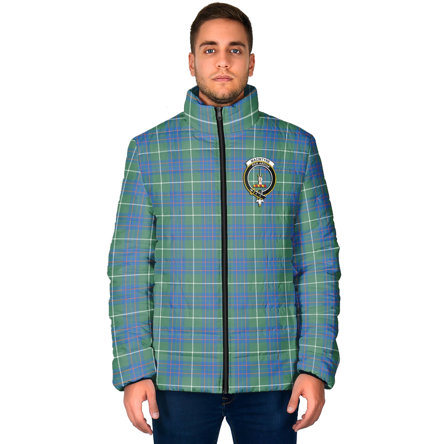 MacIntyre Hunting Ancient Tartan Padded Jacket with Family Crest - Tartan Vibes Clothing