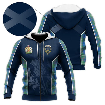 MacIntyre Hunting Ancient Tartan Knitted Hoodie with Family Crest and Scottish Thistle Vibes Sport Style