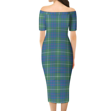 MacIntyre Hunting Ancient Tartan Off Shoulder Lady Dress