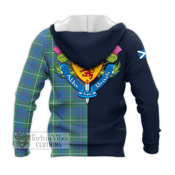 MacIntyre Hunting Ancient Tartan Knitted Hoodie Alba with Scottish Lion Royal Arm Half Style