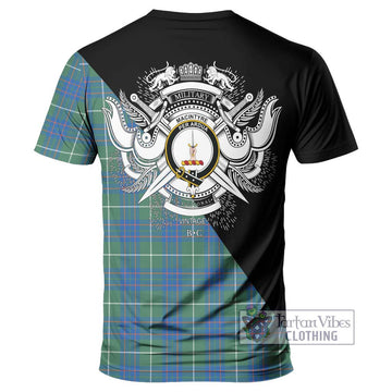 MacIntyre Hunting Ancient Tartan T-Shirt with Family Crest and Military Logo Style