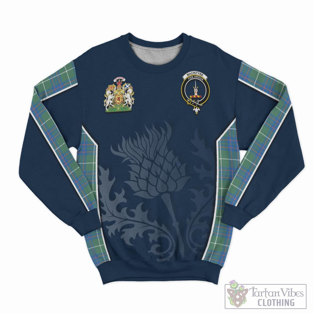 Tartan Vibes Clothing MacIntyre Hunting Ancient Tartan Sweatshirt with Family Crest and Scottish Thistle Vibes Sport Style