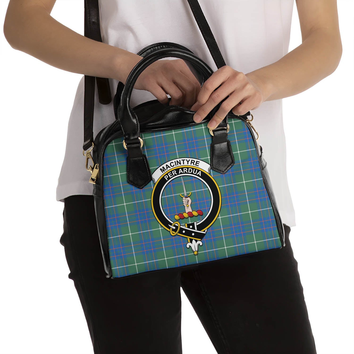 MacIntyre Hunting Ancient Tartan Shoulder Handbags with Family Crest - Tartanvibesclothing