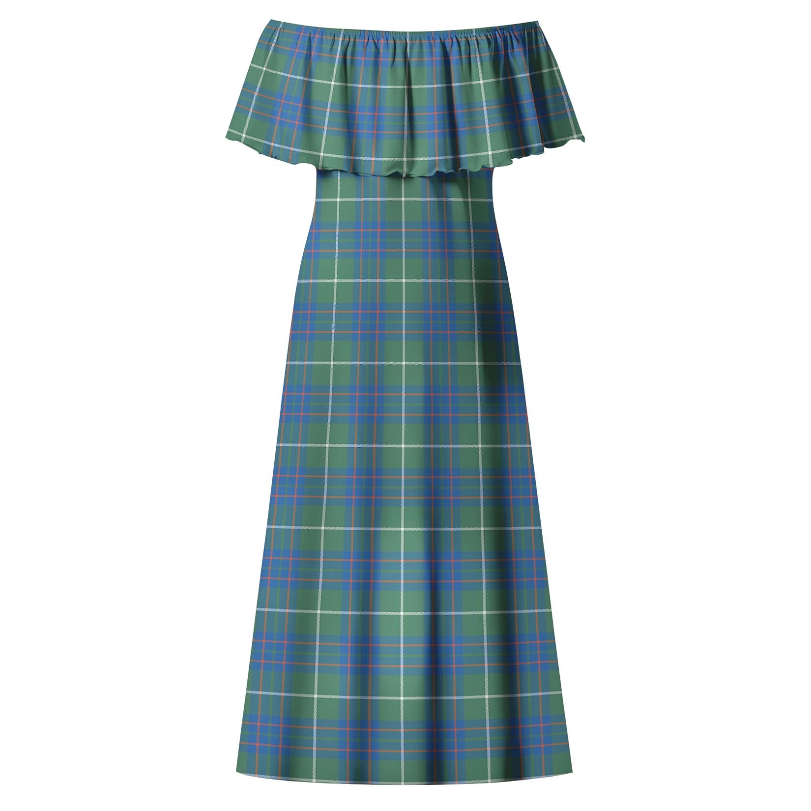 MacIntyre Hunting Ancient Tartan Off Shoulder Long Dress - Tartanvibesclothing