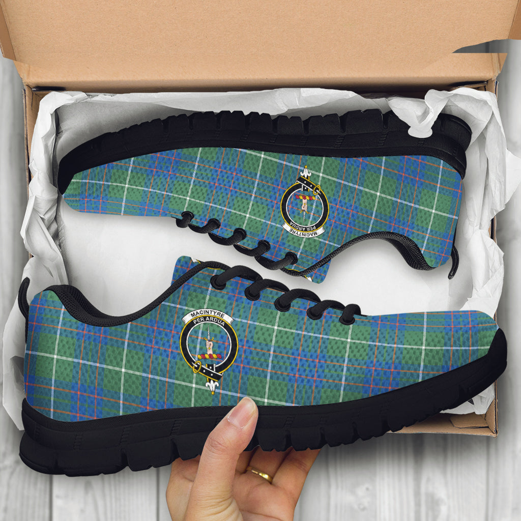 MacIntyre Hunting Ancient Tartan Sneakers with Family Crest - Tartan Vibes Clothing