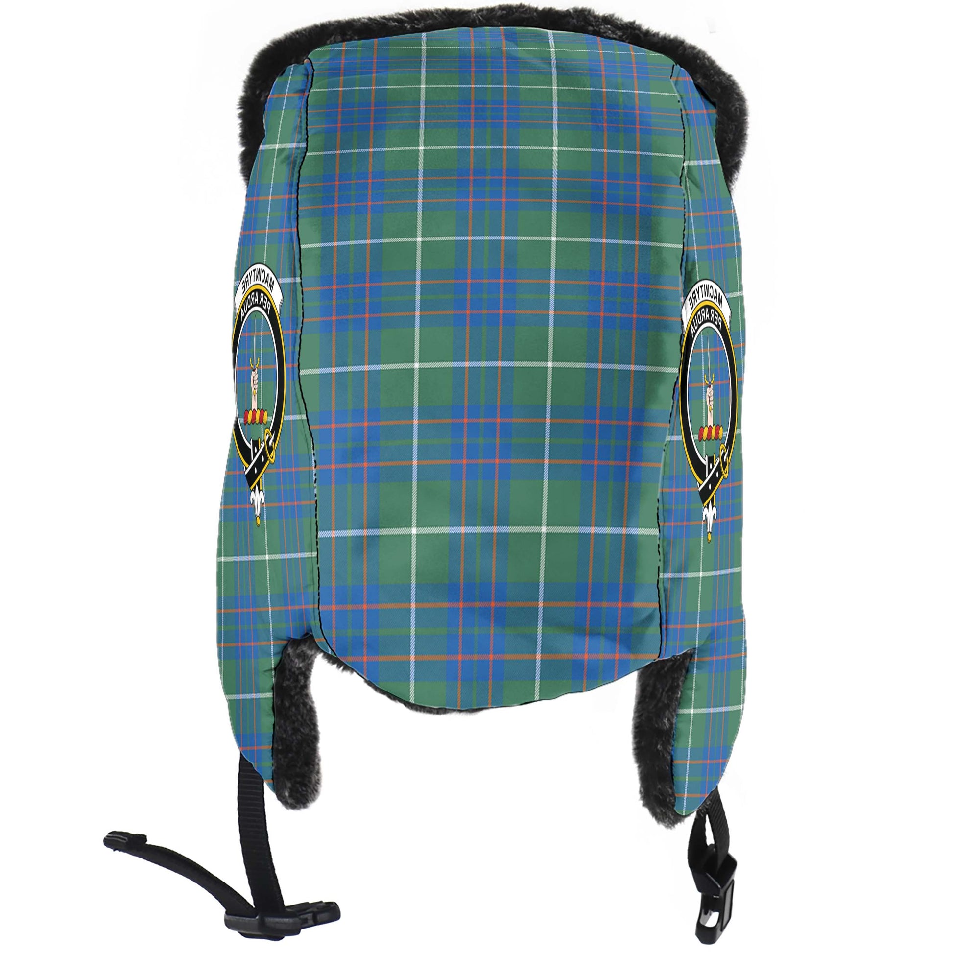 MacIntyre Hunting Ancient Tartan Winter Trapper Hat with Family Crest - Tartanvibesclothing