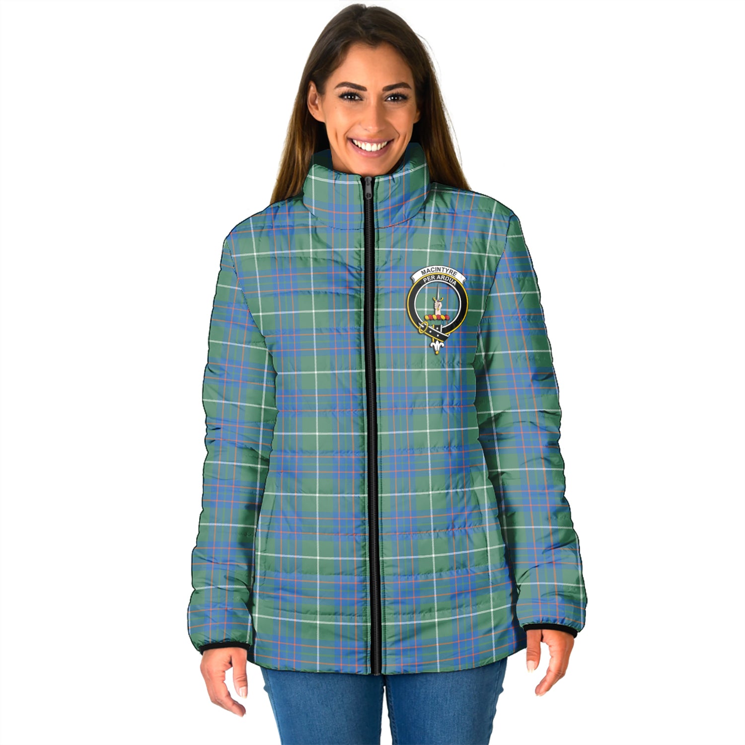 MacIntyre Hunting Ancient Tartan Padded Jacket with Family Crest - Tartan Vibes Clothing