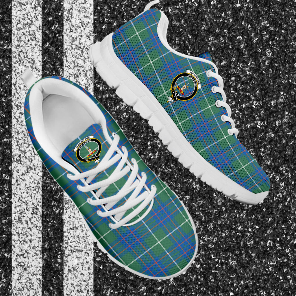 MacIntyre Hunting Ancient Tartan Sneakers with Family Crest - Tartan Vibes Clothing