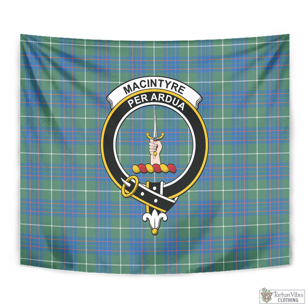 Tartan Vibes Clothing MacIntyre Hunting Ancient Tartan Tapestry Wall Hanging and Home Decor for Room with Family Crest