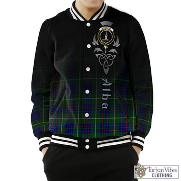 MacIntyre Hunting Modern Tartan Baseball Jacket Featuring Alba Gu Brath Family Crest Celtic Inspired