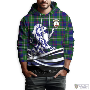 MacIntyre Hunting Modern Tartan Hoodie with Alba Gu Brath Regal Lion Emblem