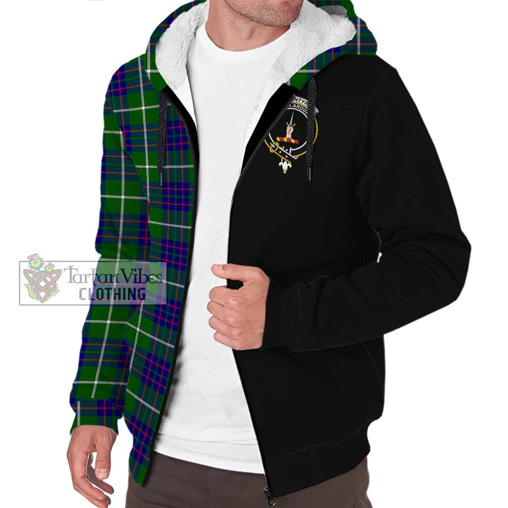 MacIntyre Hunting Modern Tartan Sherpa Hoodie with Family Crest and Half Of Me Style Unisex S - Tartanvibesclothing Shop