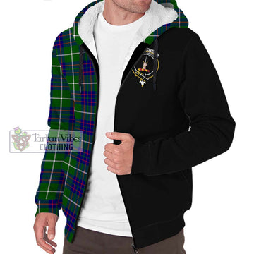 MacIntyre Hunting Modern Tartan Sherpa Hoodie with Family Crest and Half Of Me Style