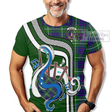 MacIntyre Hunting Modern Tartan T-Shirt with Epic Bagpipe Style