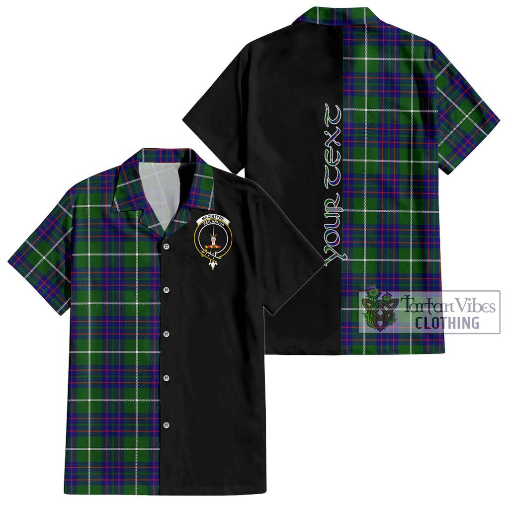 MacIntyre Hunting Modern Tartan Short Sleeve Button Shirt with Family Crest and Half Of Me Style Kid - Tartanvibesclothing Shop