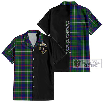 MacIntyre Hunting Modern Tartan Short Sleeve Button Shirt with Family Crest and Half Of Me Style