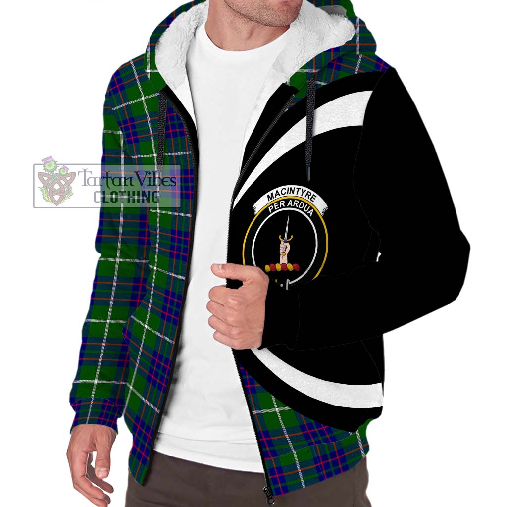 MacIntyre Hunting Modern Tartan Sherpa Hoodie with Family Crest Circle Style Unisex S - Tartan Vibes Clothing