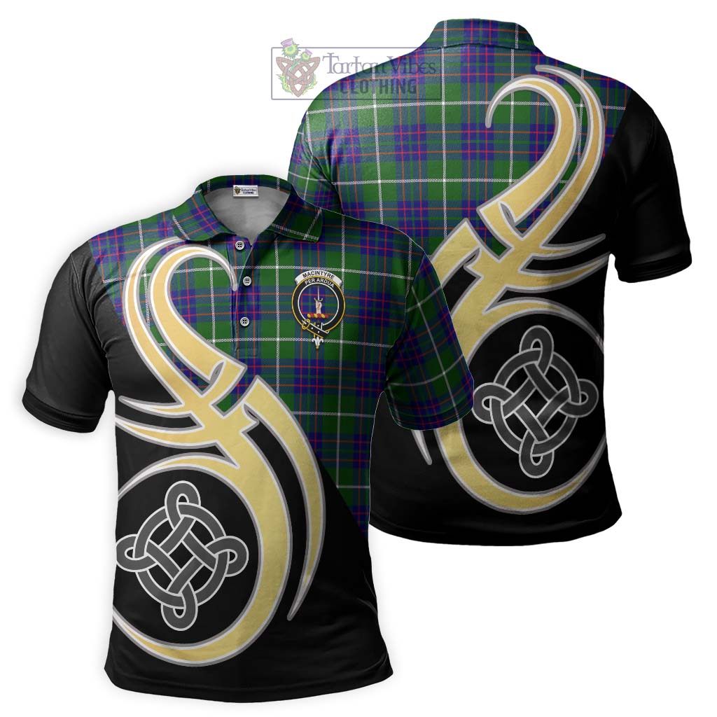 Tartan Vibes Clothing MacIntyre Hunting Modern Tartan Polo Shirt with Family Crest and Celtic Symbol Style