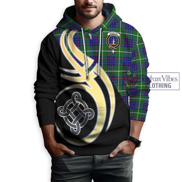 MacIntyre Hunting Modern Tartan Hoodie with Family Crest and Celtic Symbol Style