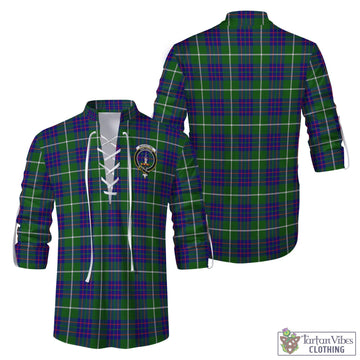 MacIntyre Hunting Modern Tartan Men's Scottish Traditional Jacobite Ghillie Kilt Shirt with Family Crest