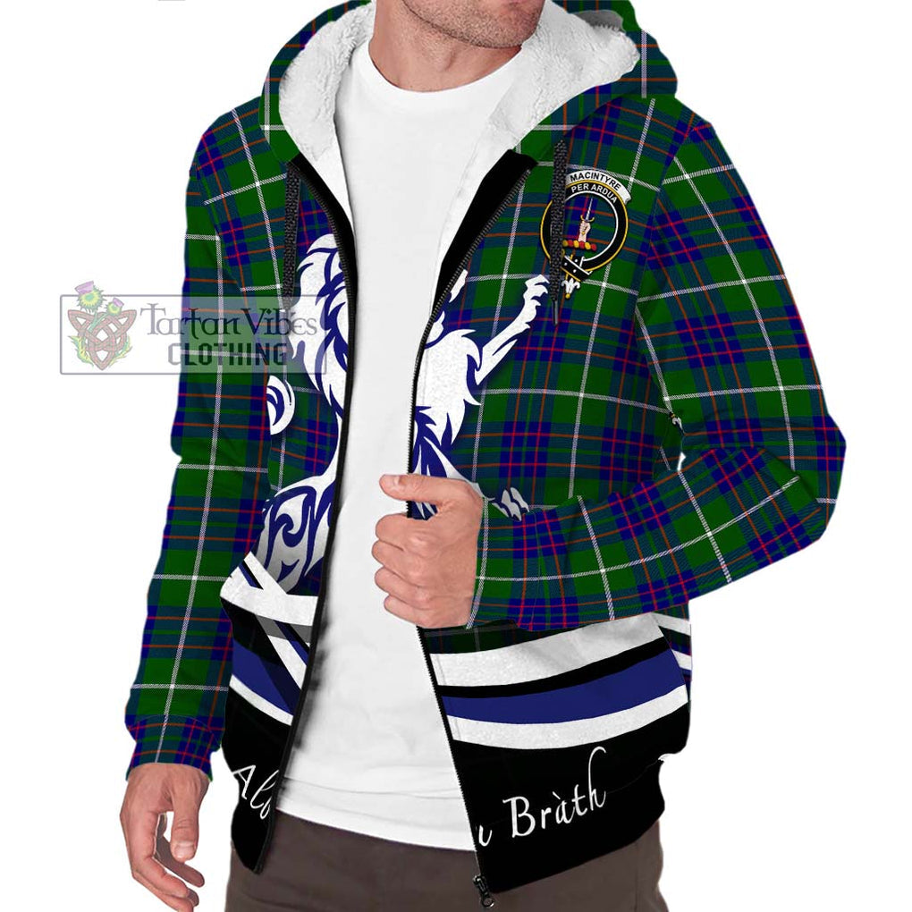 MacIntyre Hunting Modern Tartan Sherpa Hoodie with Alba Gu Brath Regal Lion Emblem Unisex S - Tartanvibesclothing Shop