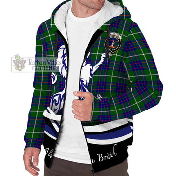 MacIntyre Hunting Modern Tartan Sherpa Hoodie with Alba Gu Brath Regal Lion Emblem