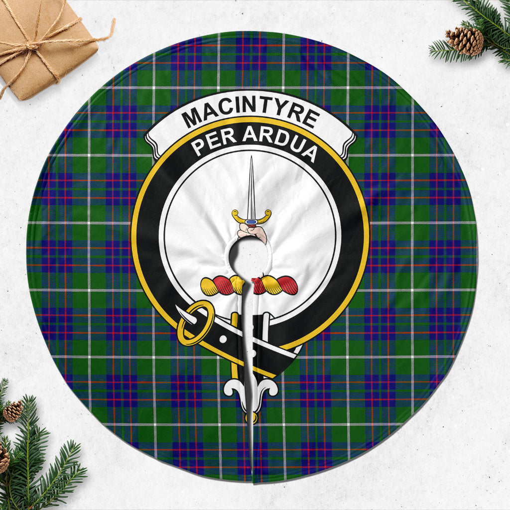 MacIntyre Hunting Modern Tartan Christmas Tree Skirt with Family Crest - Tartanvibesclothing