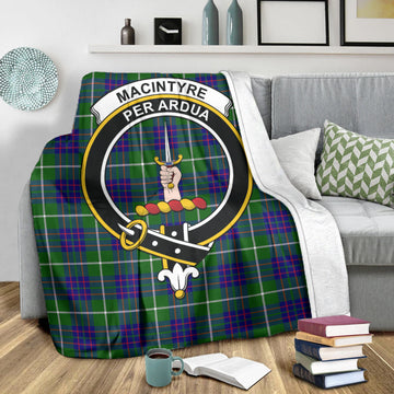 MacIntyre Hunting Modern Tartan Blanket with Family Crest